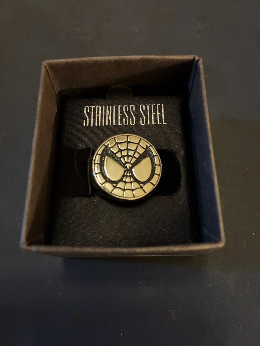 Spider Web Ring Stainless Steel    — Black & Silver Vintage